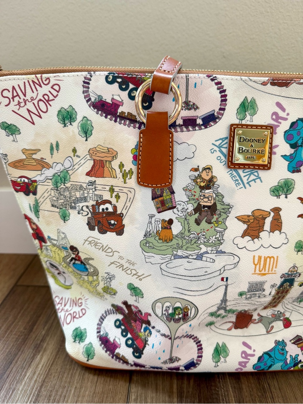 Disney Pixar Maps Dooney & Bourke Tote | EUC | Zip Closure | Blue Lining - Picture 3 of 14